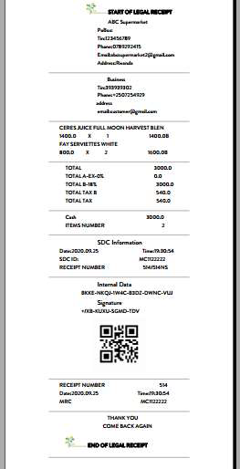 Tax Authority jurisdiction receipt