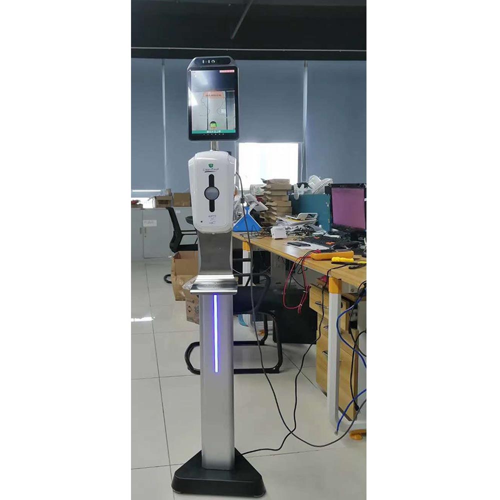 Facial Recognition temperature Scanner terminal with Auto hand soap Dispenser